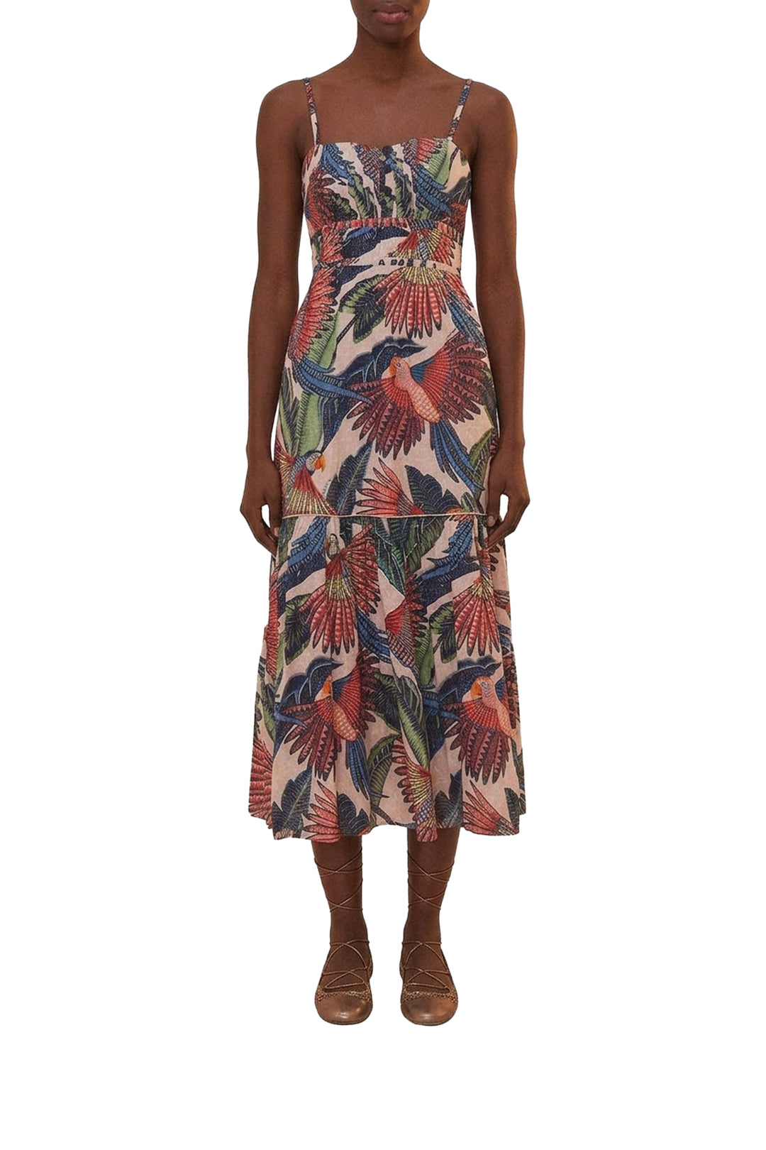 Robe midi Macaw Flight en coton - Bleu