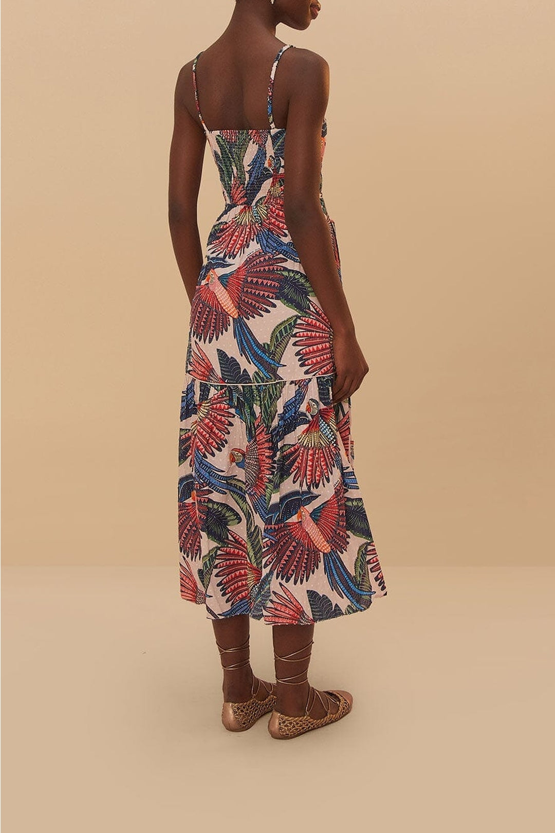 Robe midi Macaw Flight en coton - Bleu