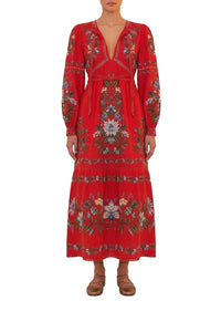 Sweet Bloom Bouquet Red Robe midi - Sweet Bloom Bouquet Red