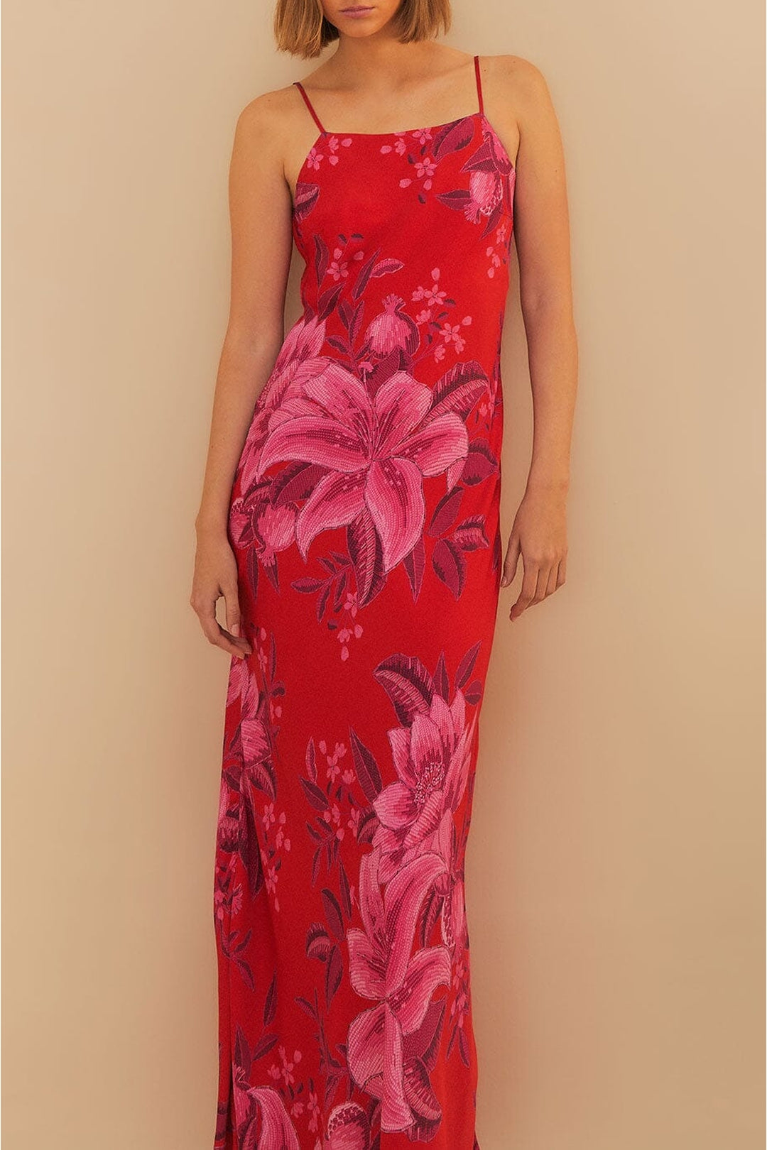 Robe longue Summer Flowers - Rouge