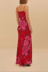 Summer Flowers Maxi Dress - Red