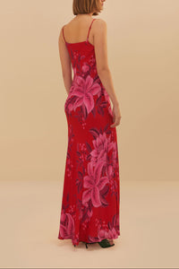 Robe longue Summer Flowers - Rouge