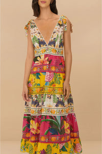 Robe midi Flowers en coton - Multicolore