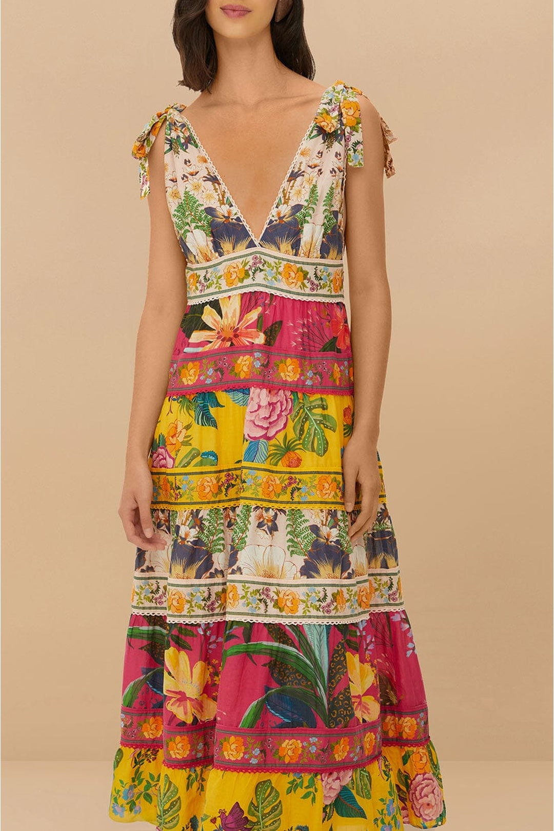 Robe midi Flowers en coton - Multicolore