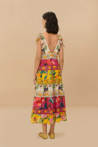 Robe midi Flowers en coton - Multicolore