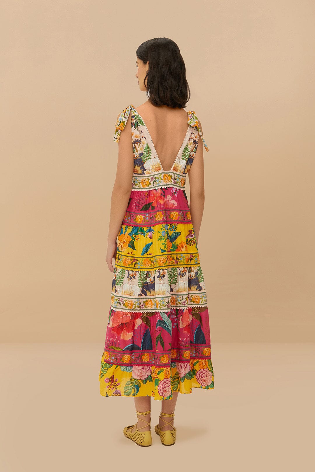Robe midi Flowers en coton - Multicolore