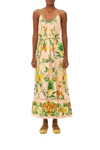 Robe longue Botanical Beauty en lin - Rose