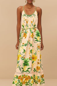 Robe longue Botanical Beauty en lin - Rose