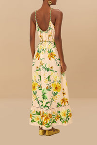 Robe longue Botanical Beauty en lin - Rose