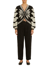 Palms Graphic Cardigan - Black