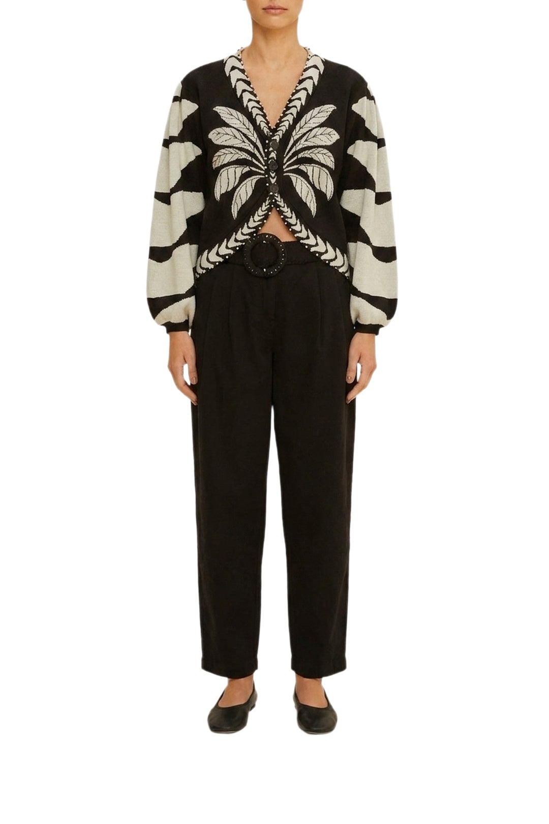 Palms Graphic Cardigan - Black