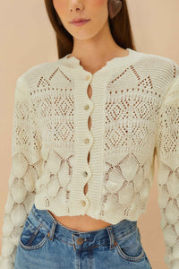 Cardigan Stitch en dentelle - Blanc