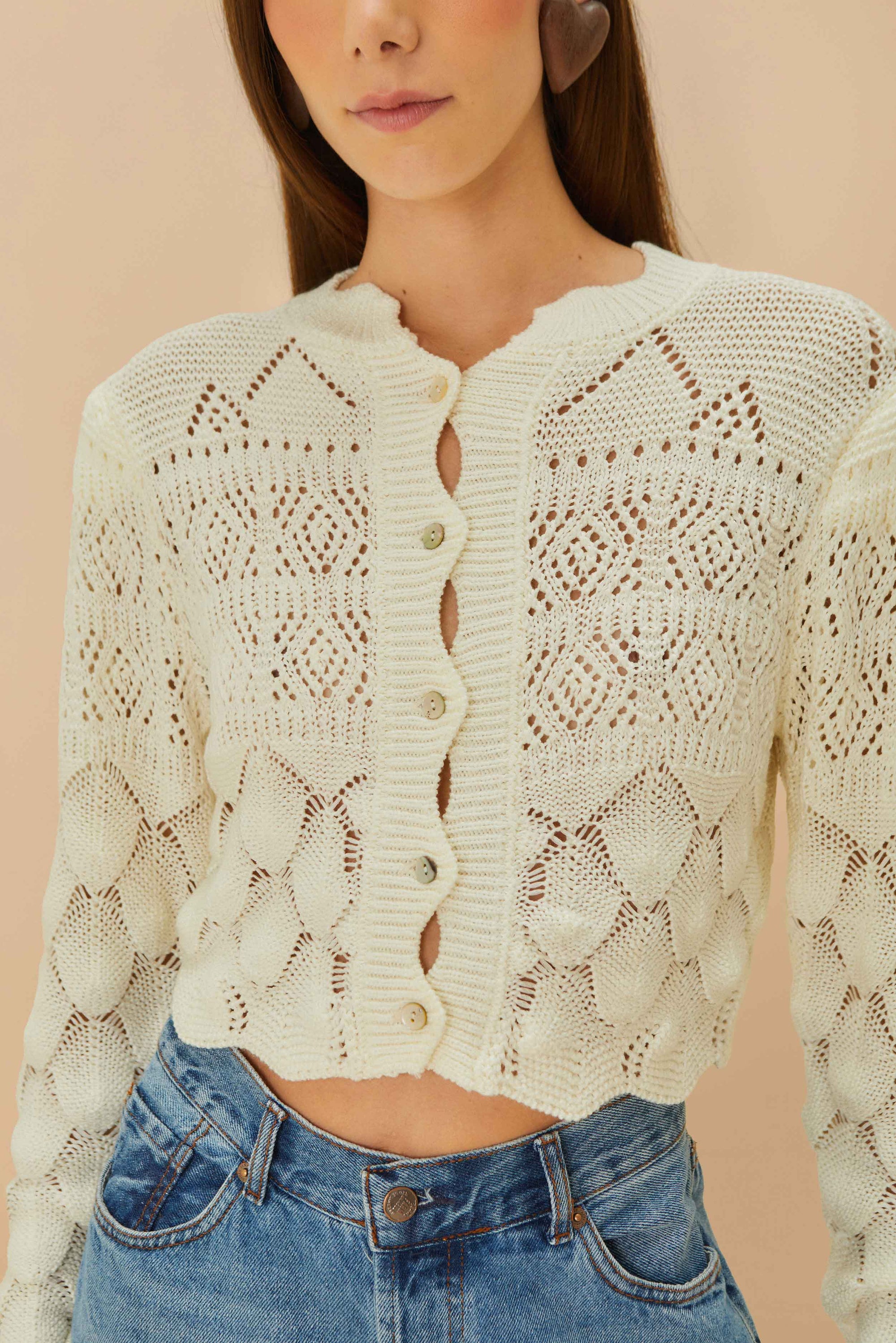Cardigan Stitch en dentelle - Blanc