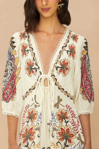 Boho Glam long dress in linen - White