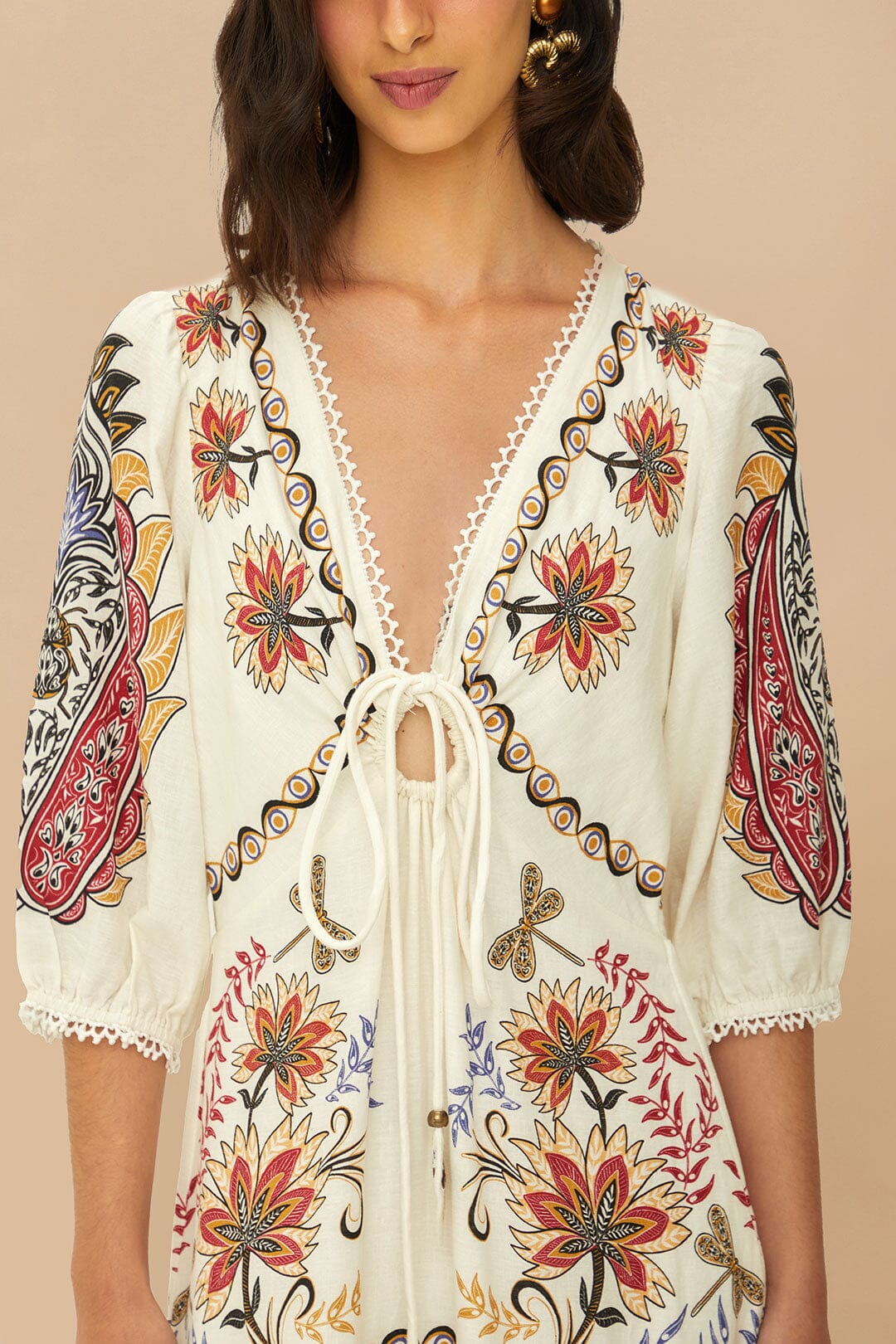 Boho Glam long dress in linen - White
