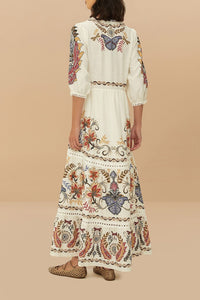 Boho Glam long dress in linen - White