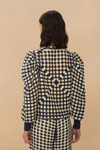Cardigan crochet en coton - Bleu