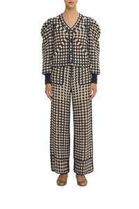 Pantalon crochet en coton - Bleu