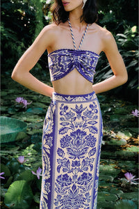 Top Delicate Taperstry en maille - Bleu