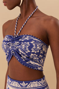 Top Delicate Taperstry en maille - Bleu
