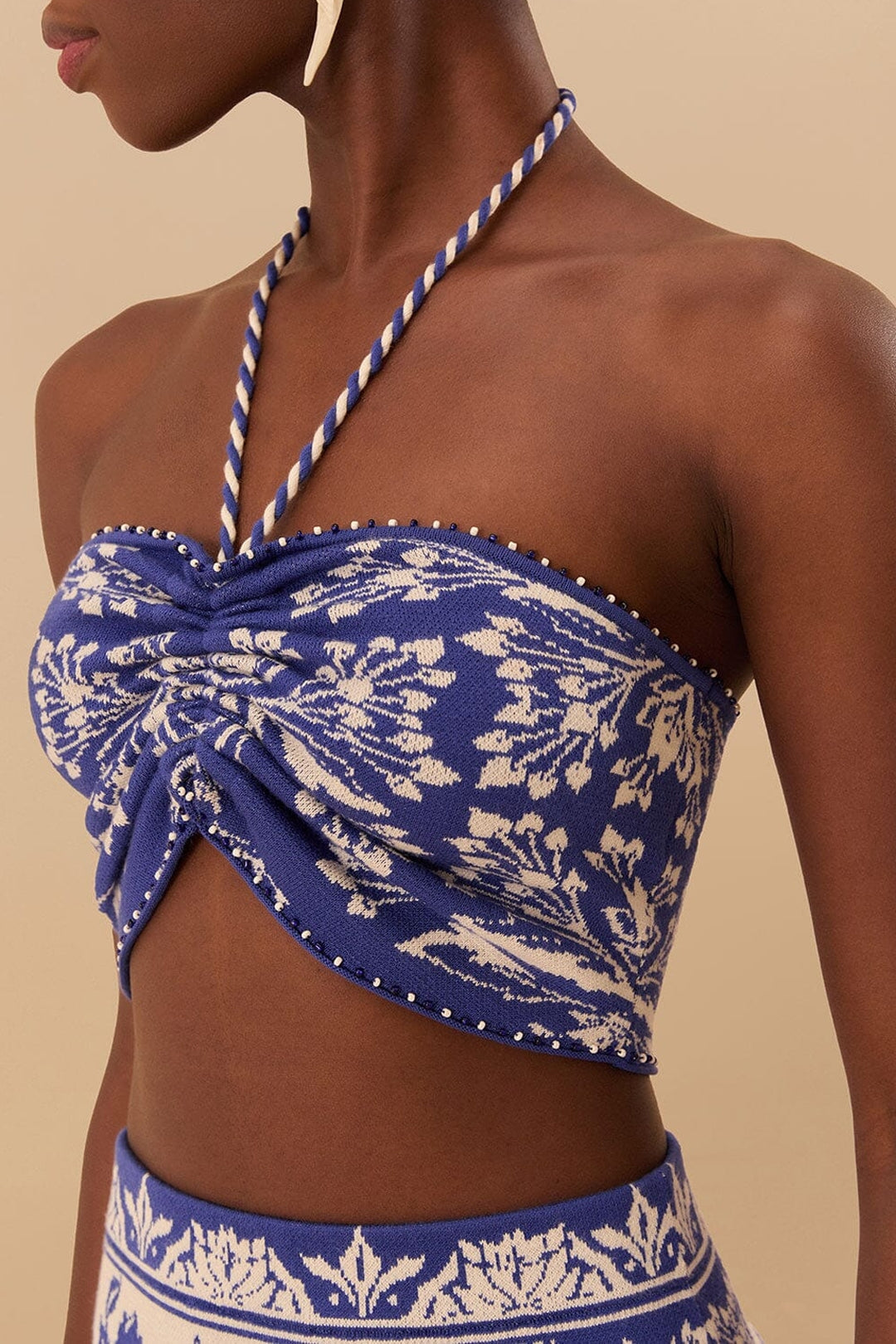 Top Delicate Taperstry en maille - Bleu