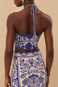 Top Delicate Taperstry en maille - Bleu
