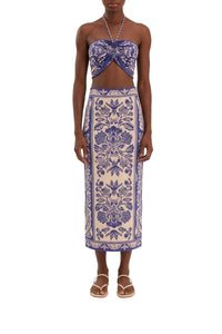 Top Delicate Taperstry en maille - Bleu