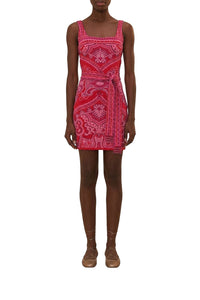 Paisley knitted short dress - Red