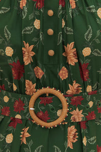 Robe longue Pineapple Garden en coton - Vert
