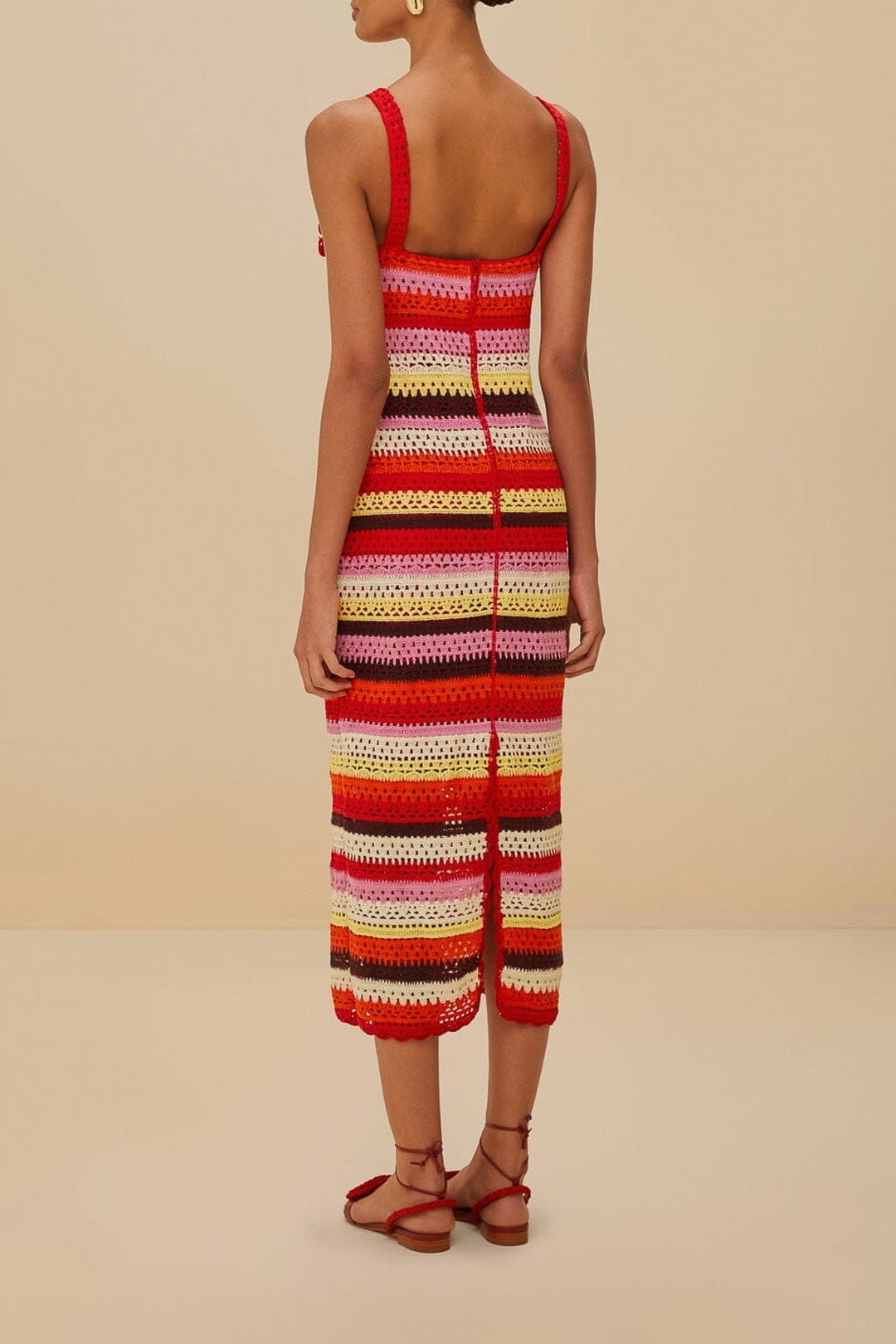 Robe midi Flower en crochet - Rouge