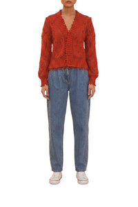 Cardigan Floral en maille - Orange