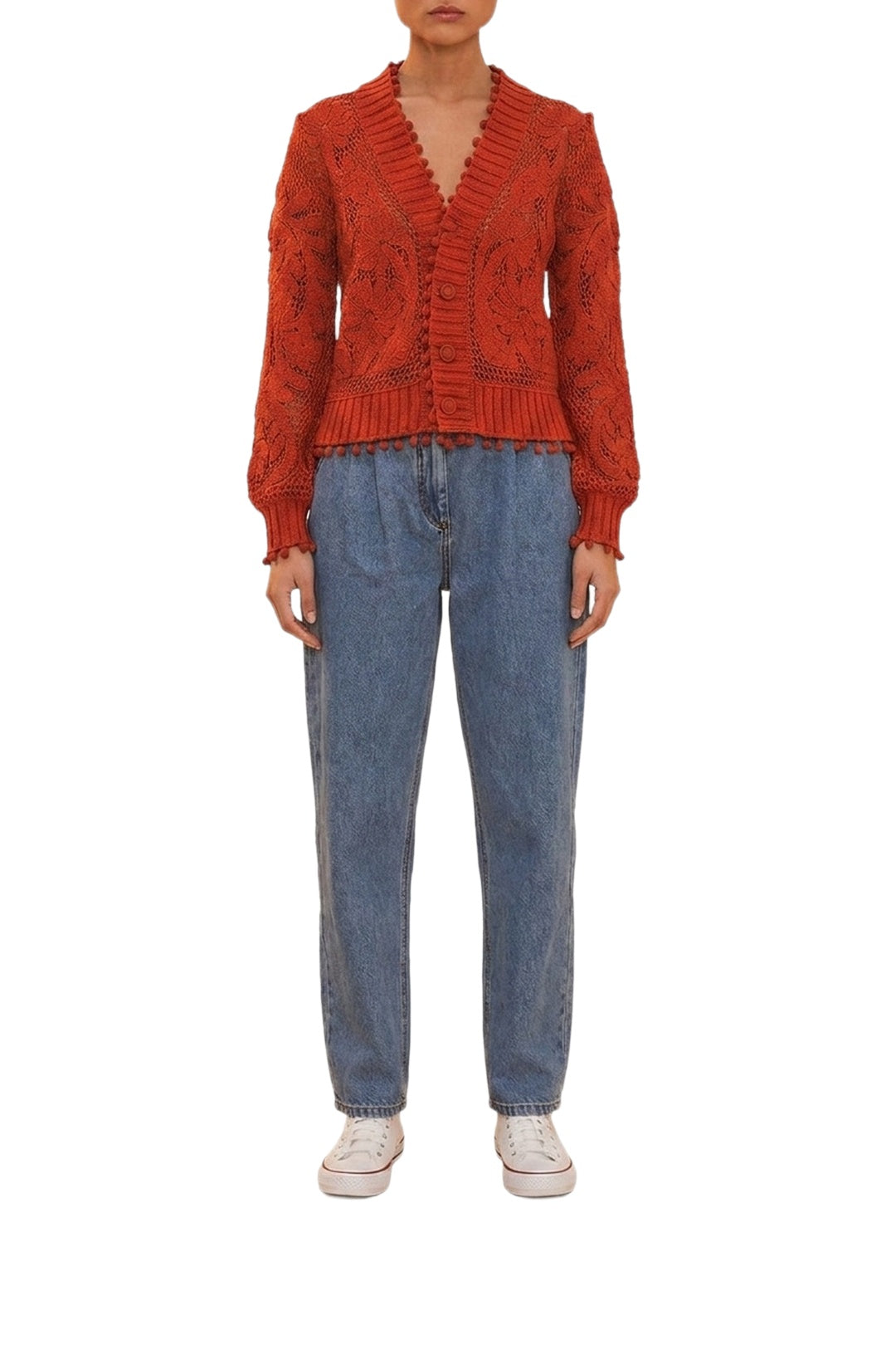 Cardigan Floral en maille - Orange
