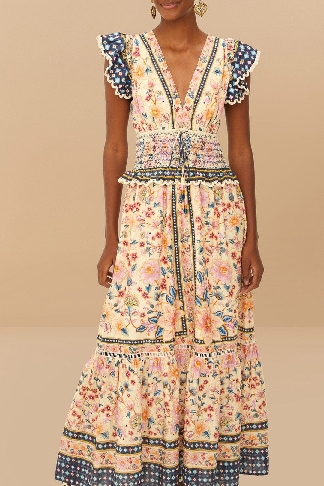 Robe longue Superbloom en coton - Multicolore