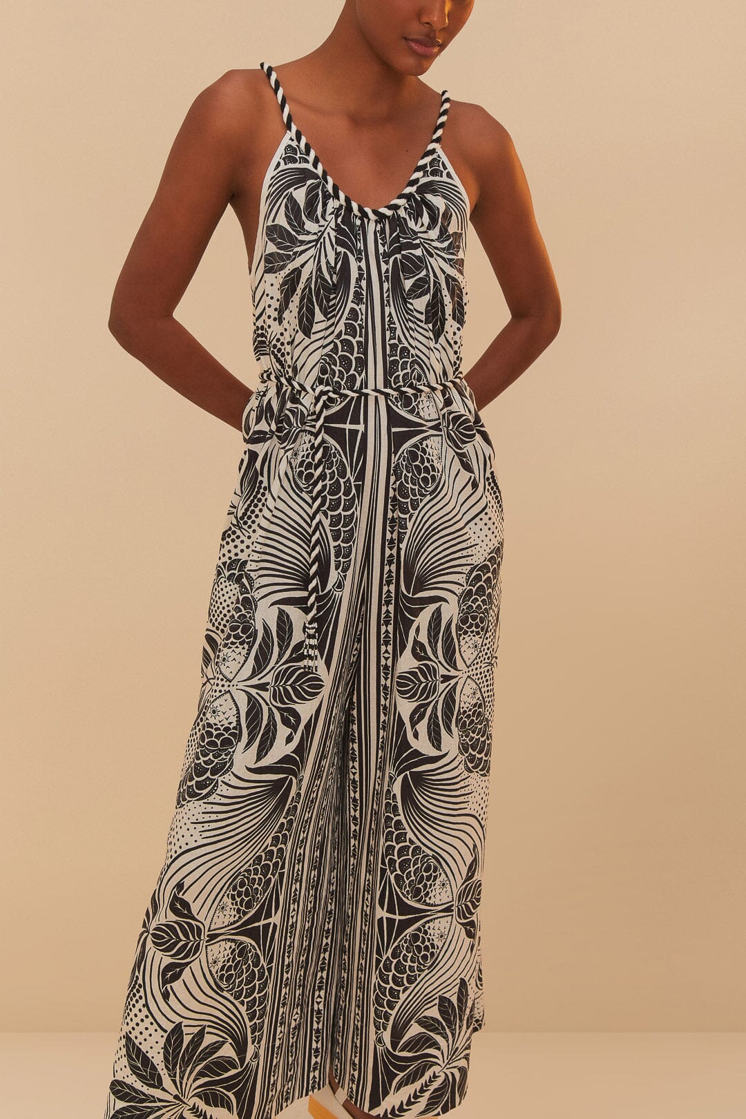 Elegance linen voile jumpsuit - Black