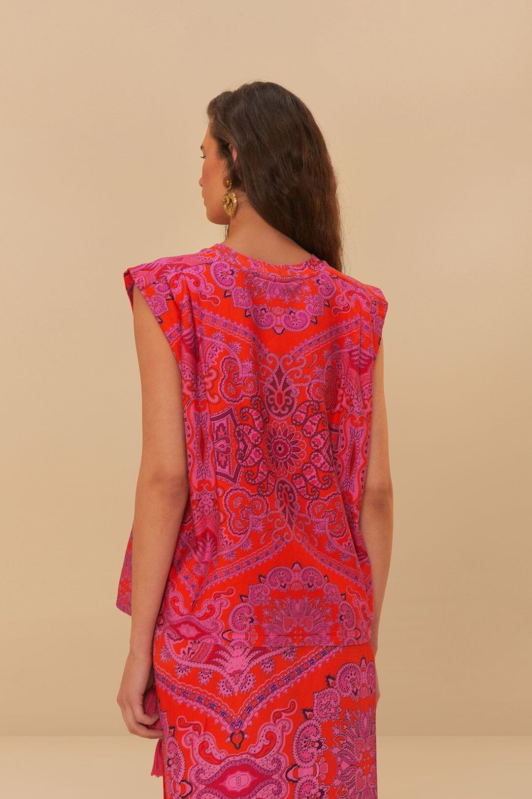 DJV_Paisley Scarf Red Tops & T-Shirts - Paisley Scarf Red