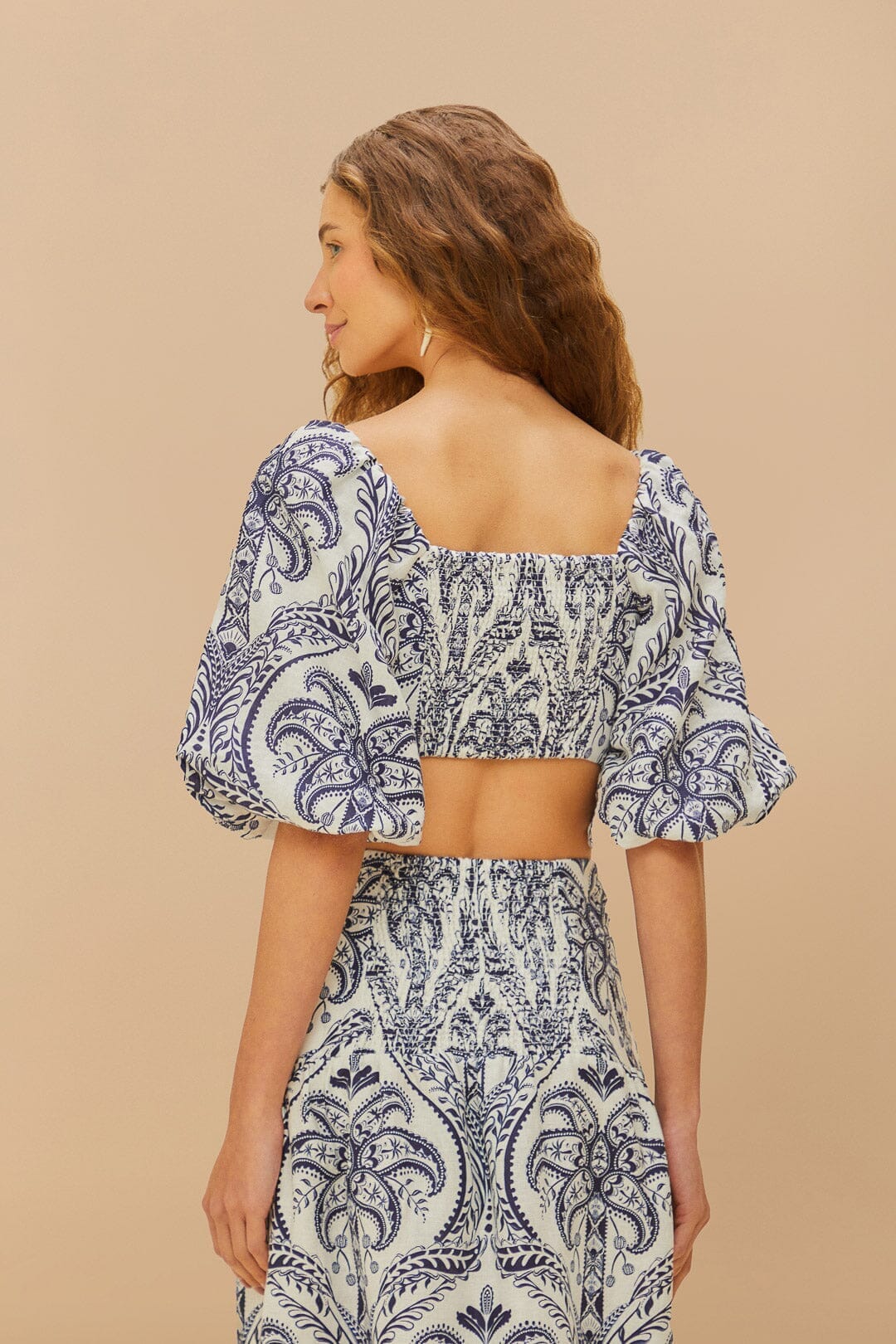 DJV_Blue Tropical Cameo Off White Tops & T-Shirts - Blue Tropical Cameo Off White