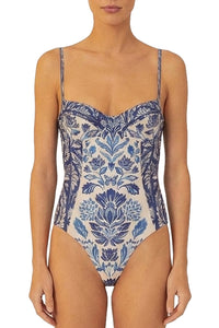 Delicate Tapestry one-piece swimsuit - Blue