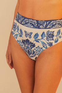 Bas de bikini taille haute Delicate Tapestry - Bleu