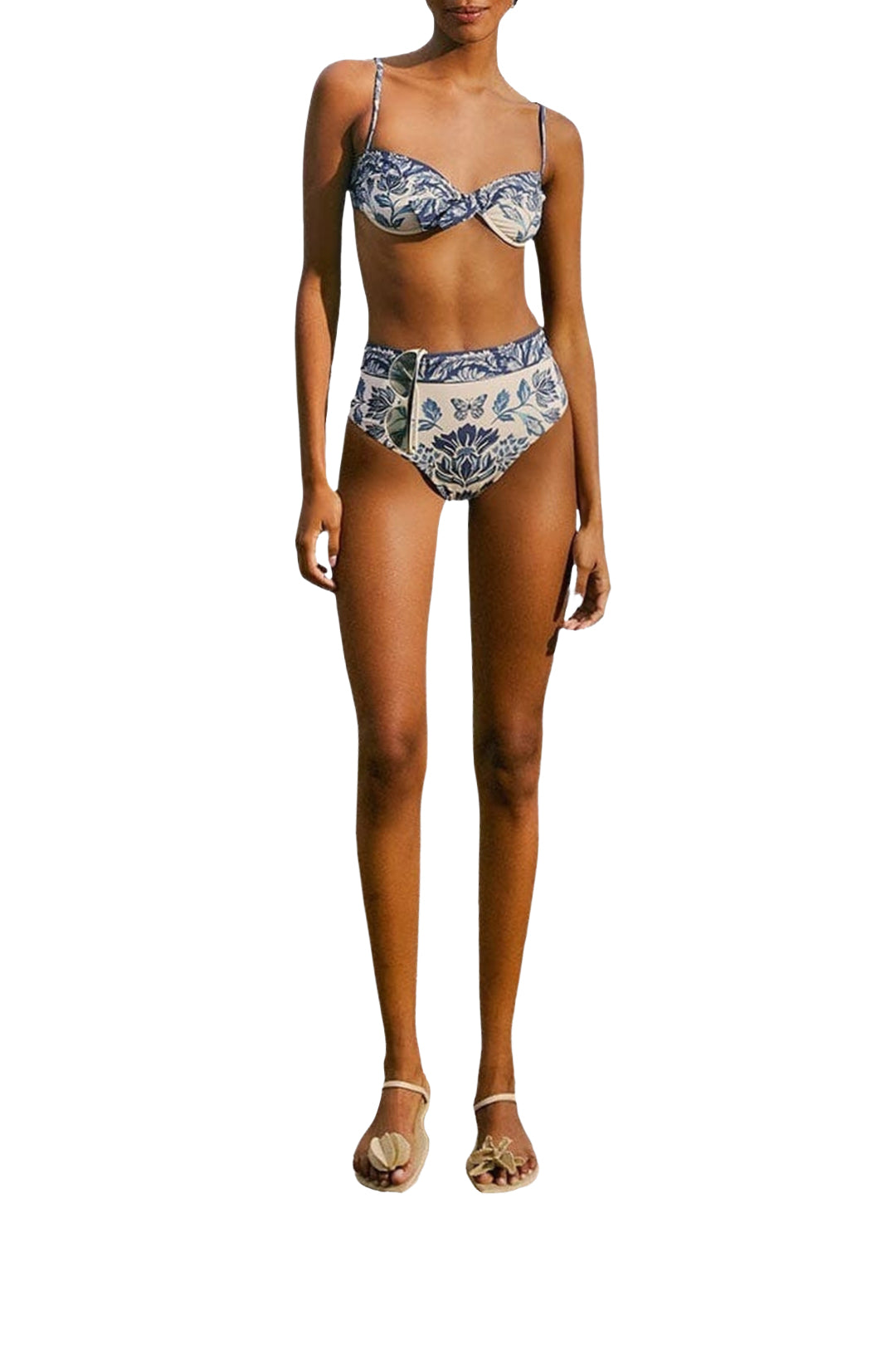 Bas de bikini taille haute Delicate Tapestry - Bleu