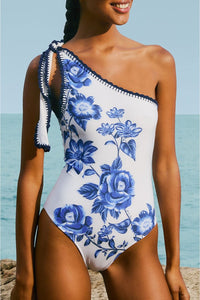 Maillot de bain une pièce Floral Cascade - Bleu