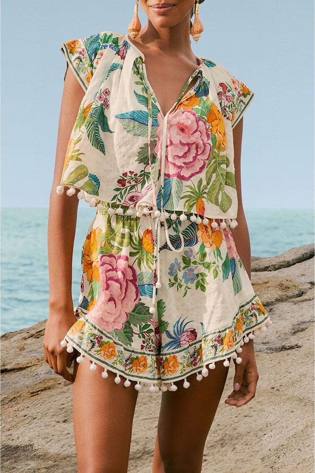 DJV_Sweet Bloom Bouquet Off White Chemises & Blouses - Sweet Bloom Bouquet Off White