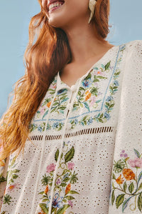 Robe courte Sweet Bloom en coton - Blanc