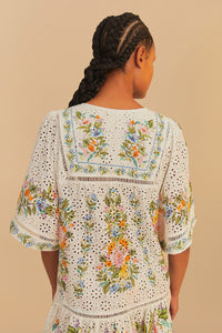 Robe courte Sweet Bloom en coton - Blanc