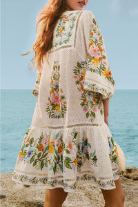 Robe courte Sweet Bloom en coton - Blanc