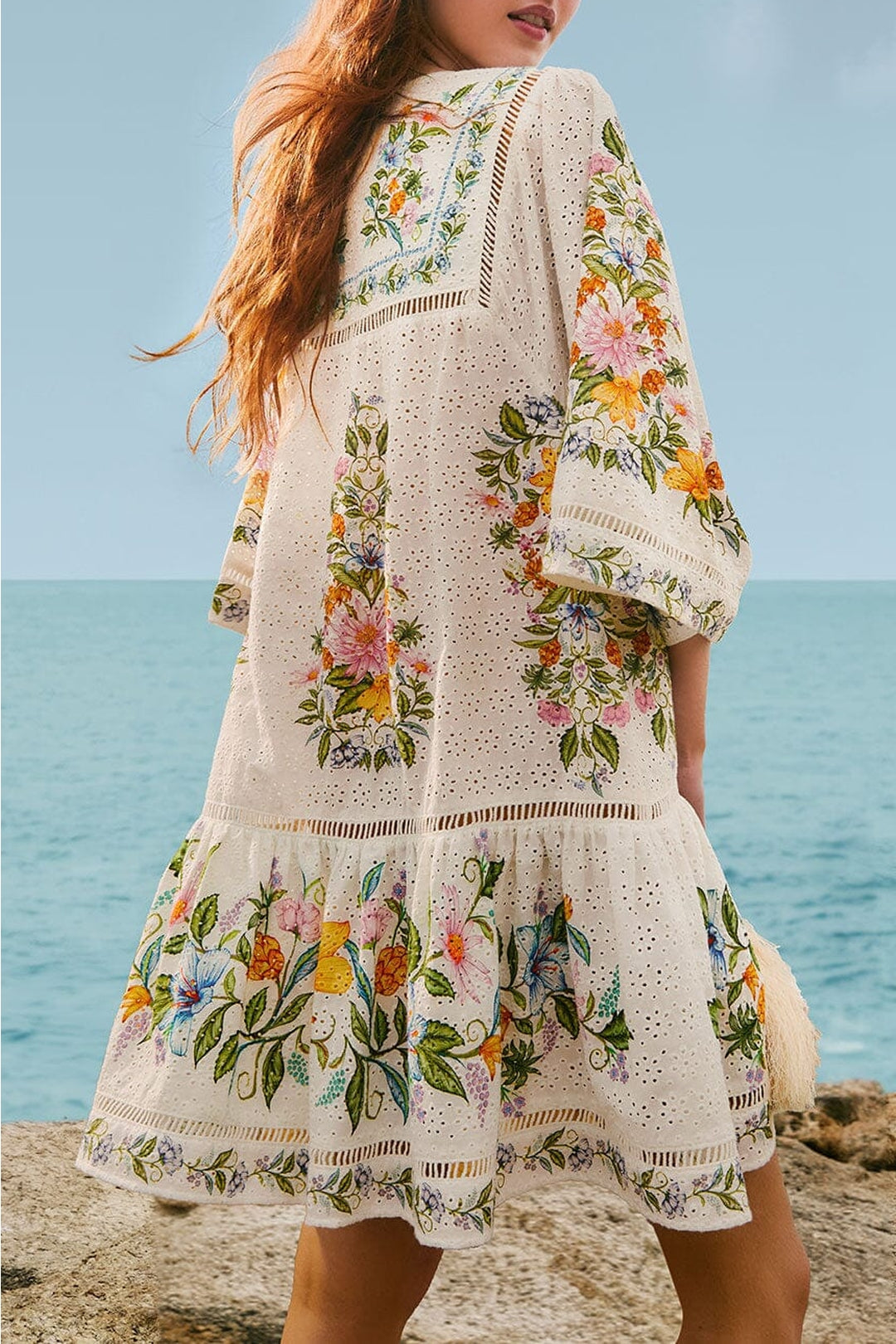 Robe courte Sweet Bloom en coton - Blanc