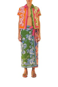 Chemise Floral Elegance à manches courtes en coton - Multicolore