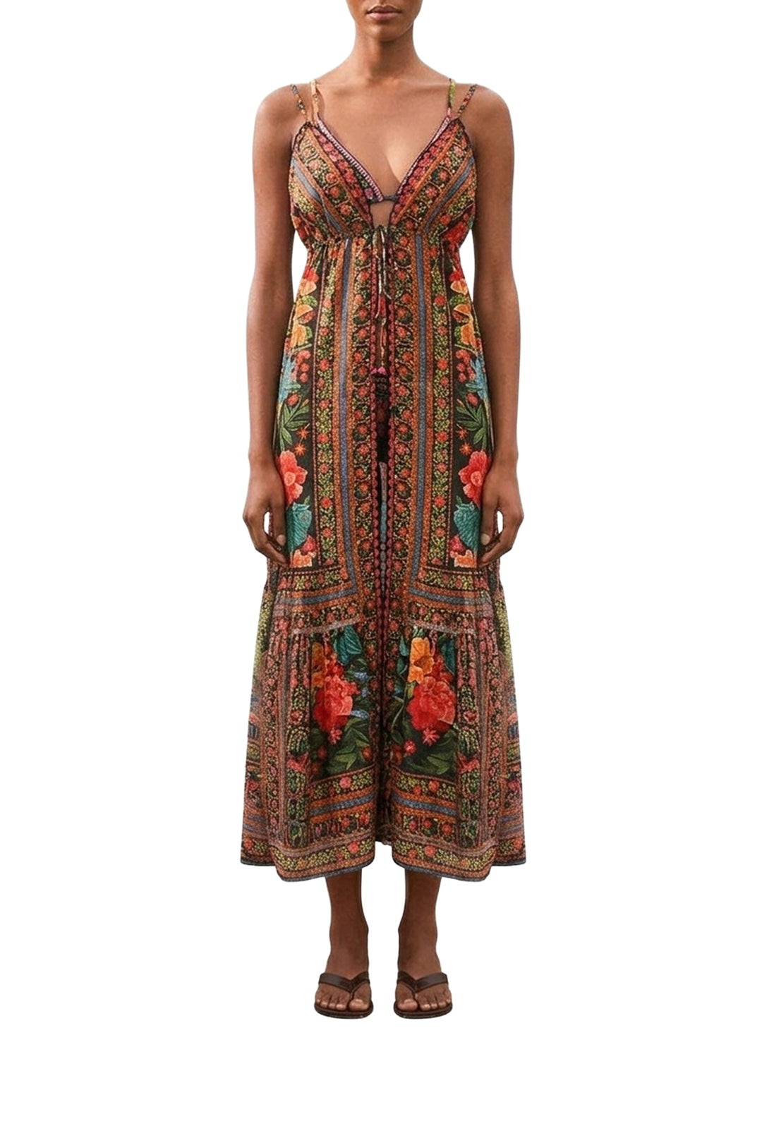Robe longue Garden en coton - Noir