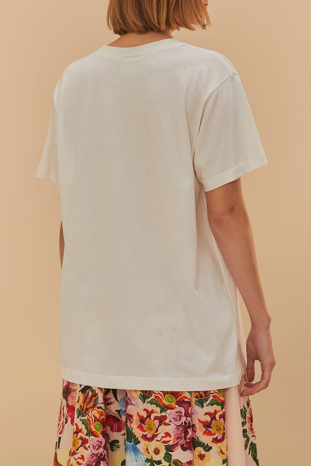 T-shirt long In Hapiness en coton - Blanc