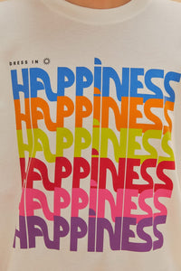 T-shirt long In Hapiness en coton - Blanc