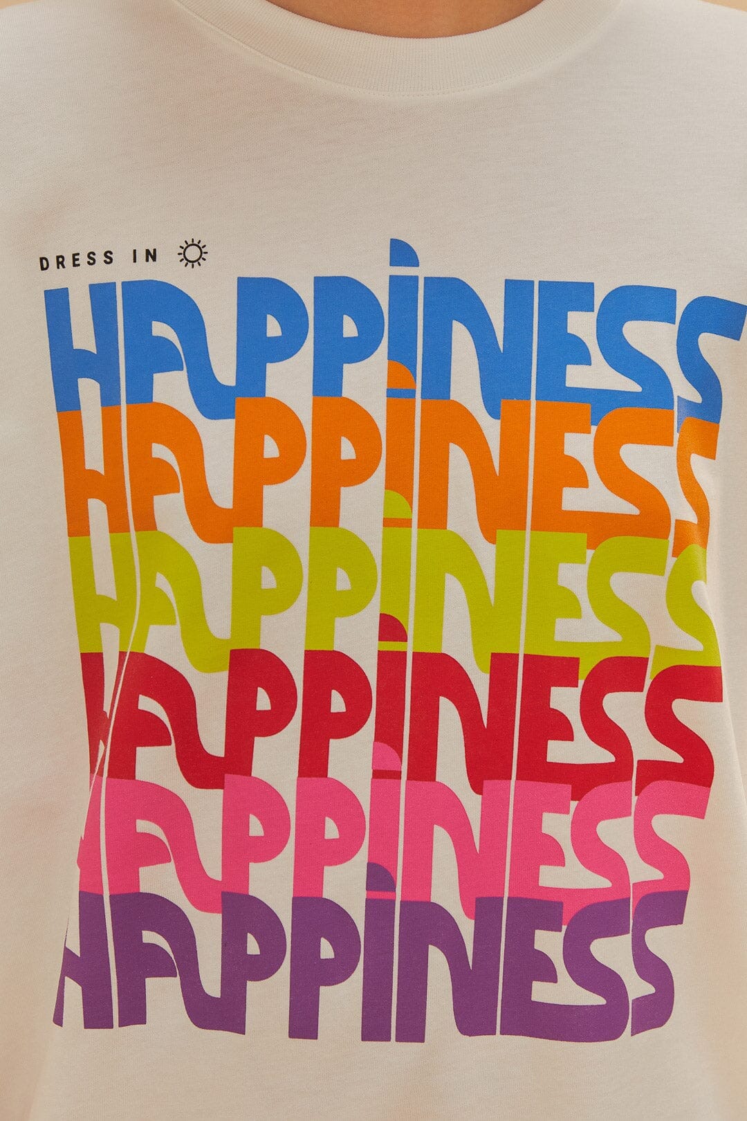 T-shirt long In Hapiness en coton - Blanc